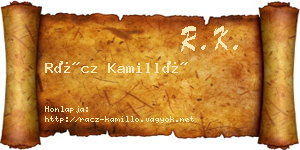 Rácz Kamilló névjegykártya